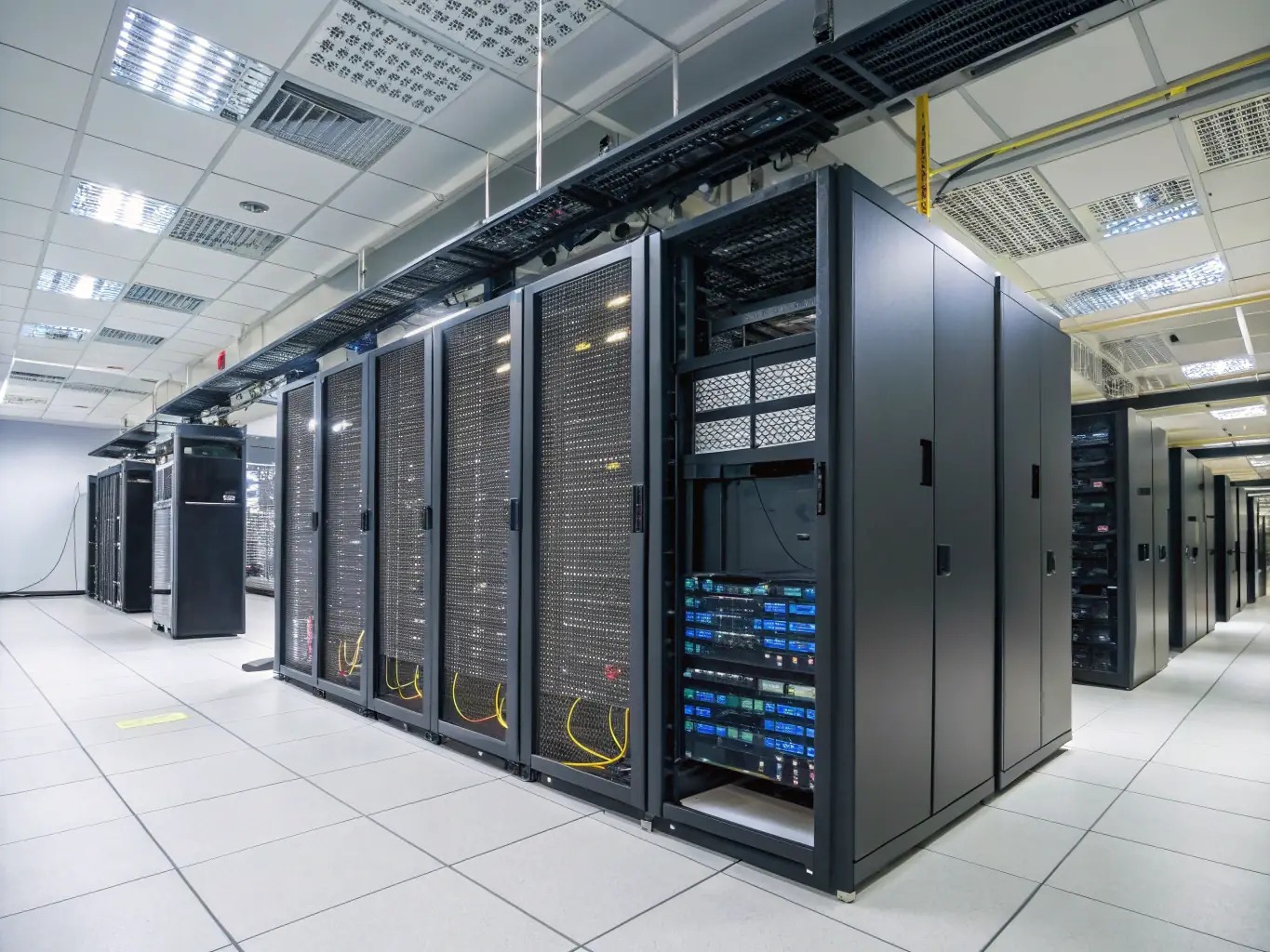 An image illustrating a sleek data center with integrated hardware and software components, highlighting simplicity and performance.
